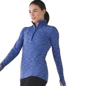 Lululemon Kanto‎ Catch Me 1/2 Zip Heathered Sapphire Blue Size 8